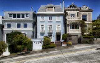 San Francisco row houses on a downhill street