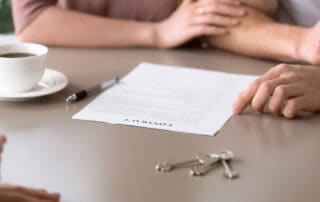 Closeup Contract Table Couple Taking Mortgage Loan