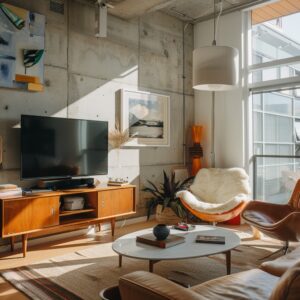 interior of modern san francisco apartment. modern furniture and fixtures